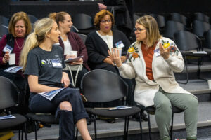 Women engaged in conversation